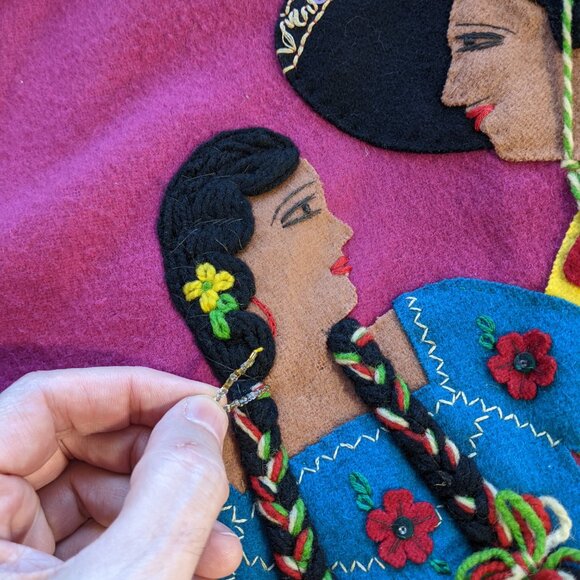 La Mexicana 50’s Vintage Wool Mexico Tourist Jacket Felt Applique Dancers READ - Picture 4 of 16